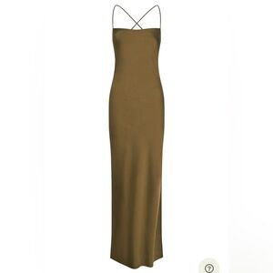 Meshki Straight Neck Slip Maxi Dress - Khaki (Small)